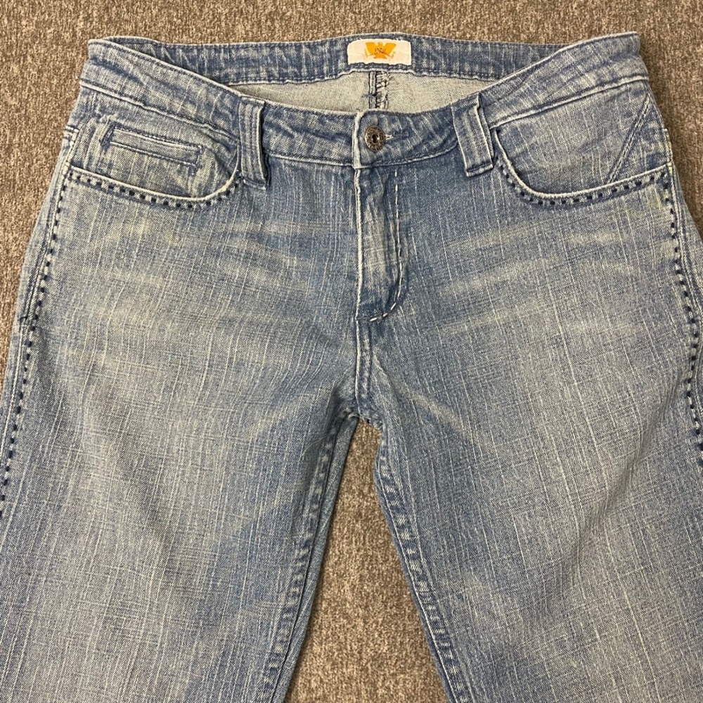VTG Y2K Antik Denim Jeans Women's 31 Light‎ Wash Flare Leg Embellished Pockets - Picture 2 of 11